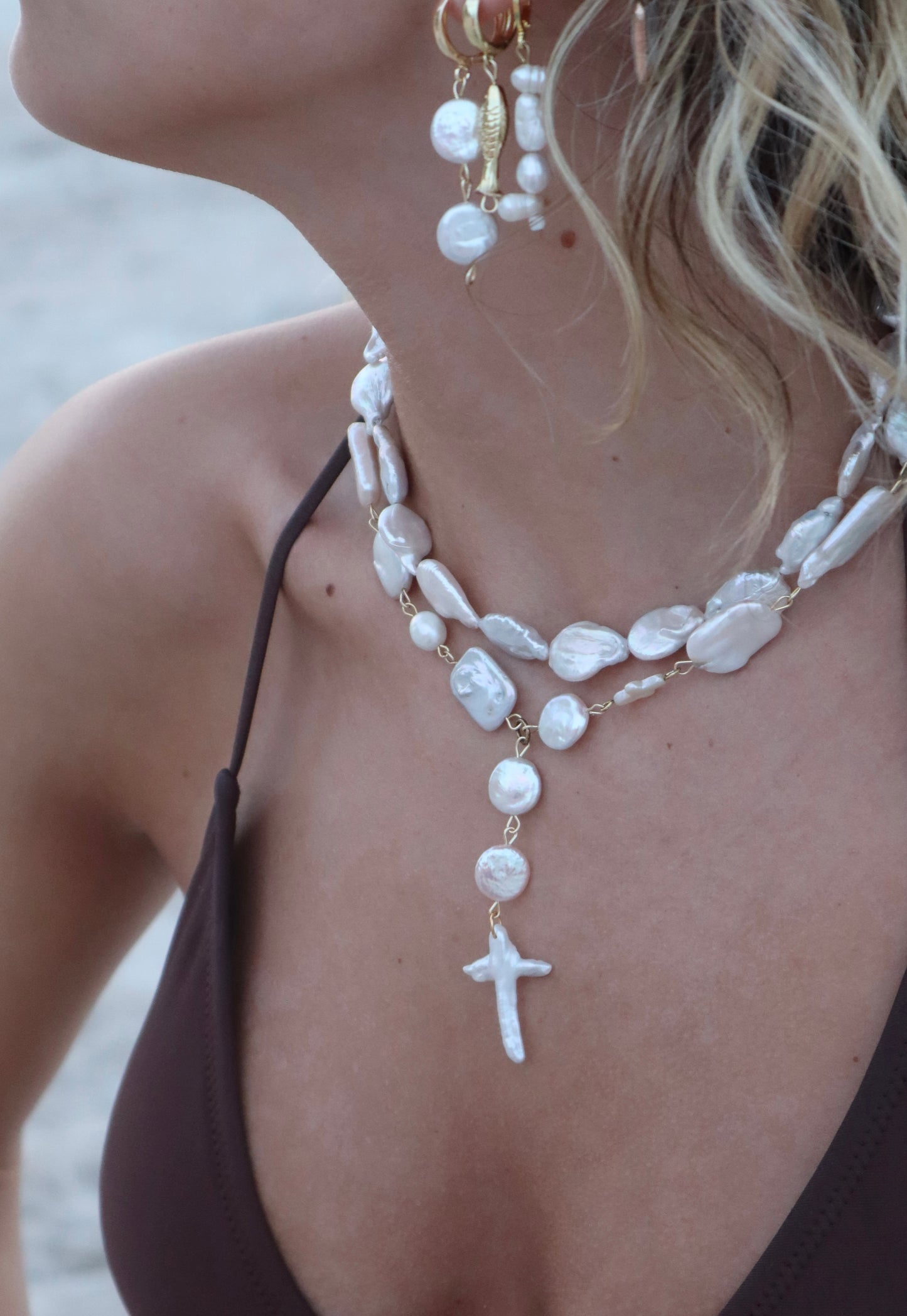 multi pearl drop necklace