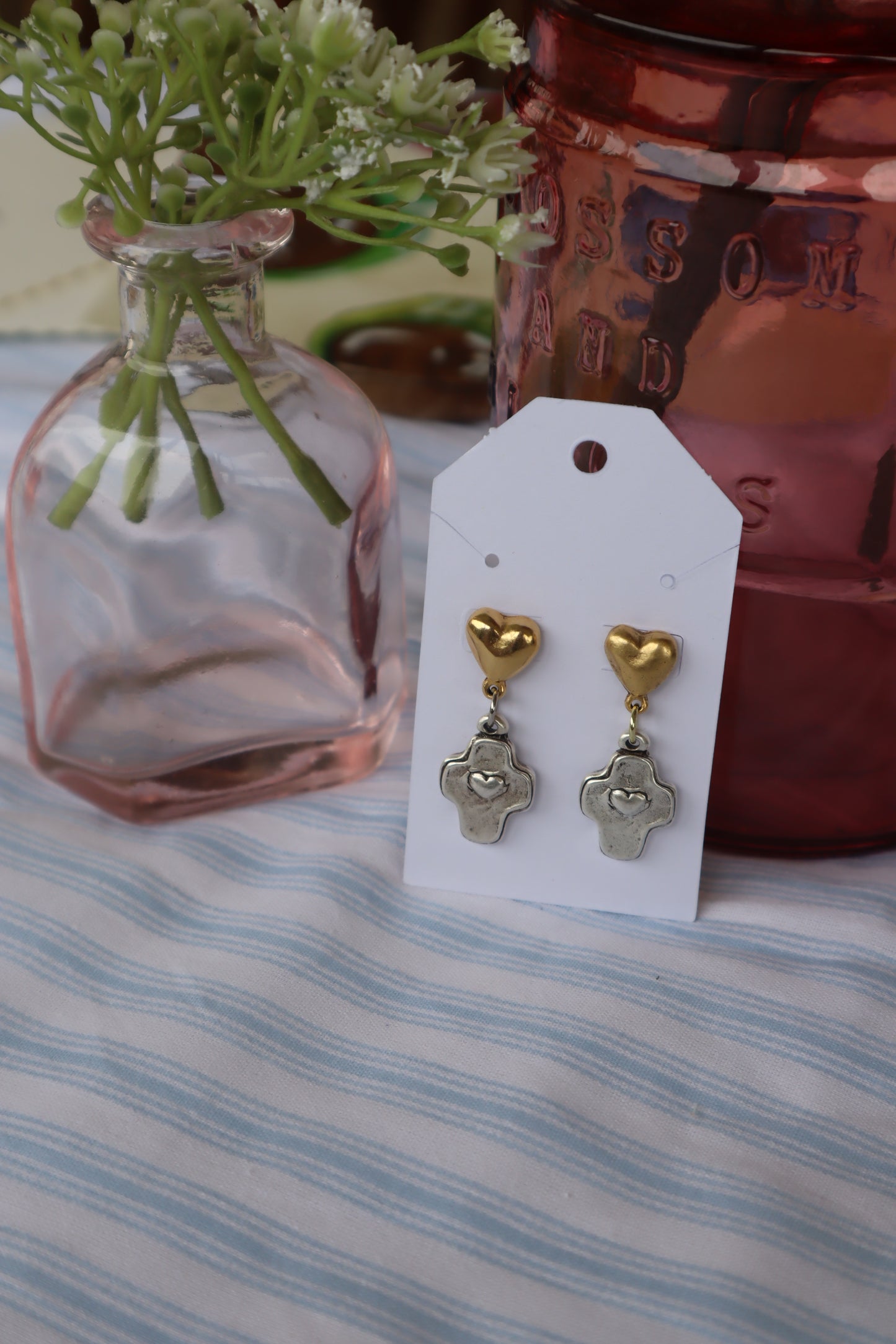drop cross earrings
