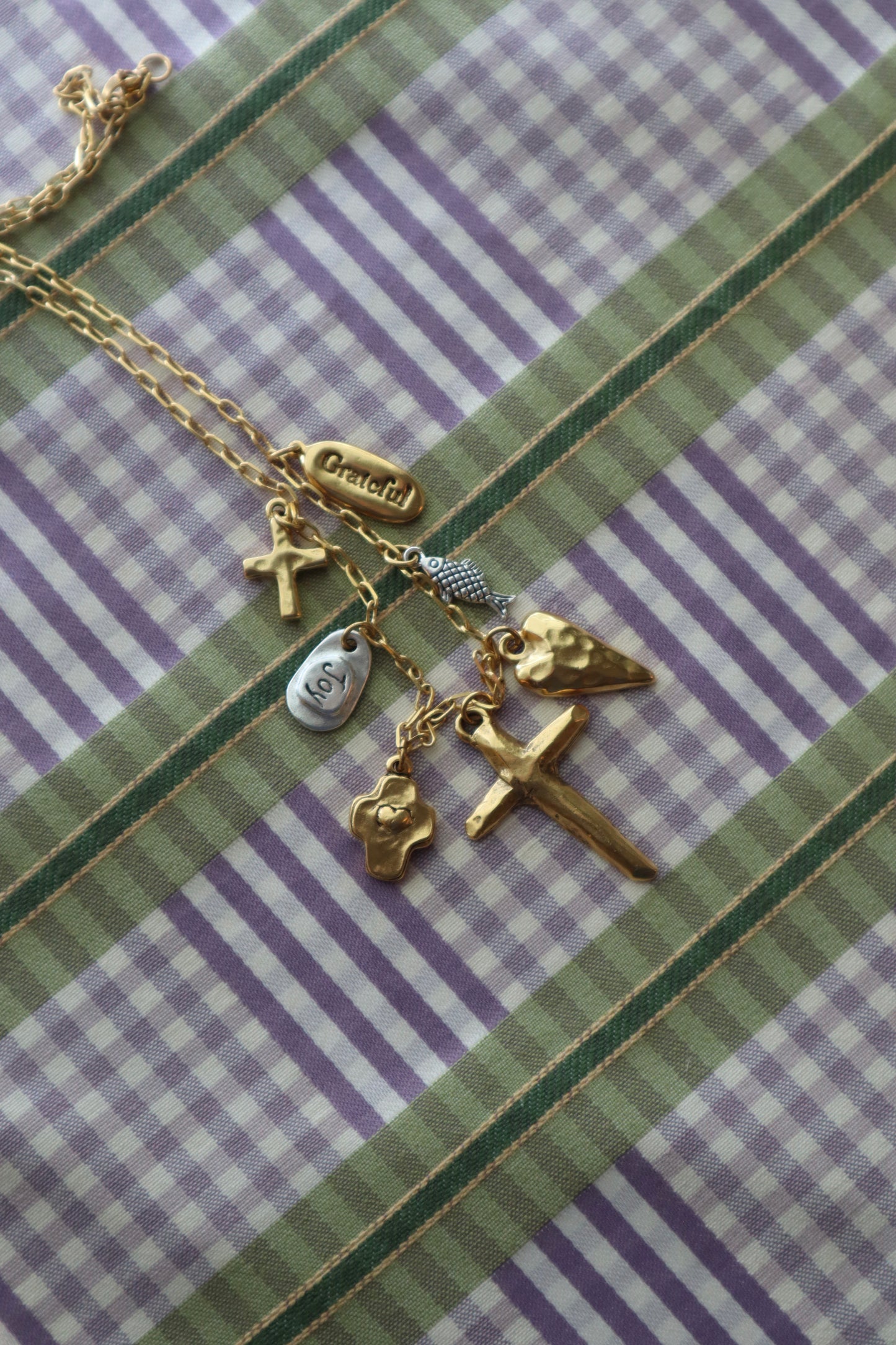 mixed metal charm necklace