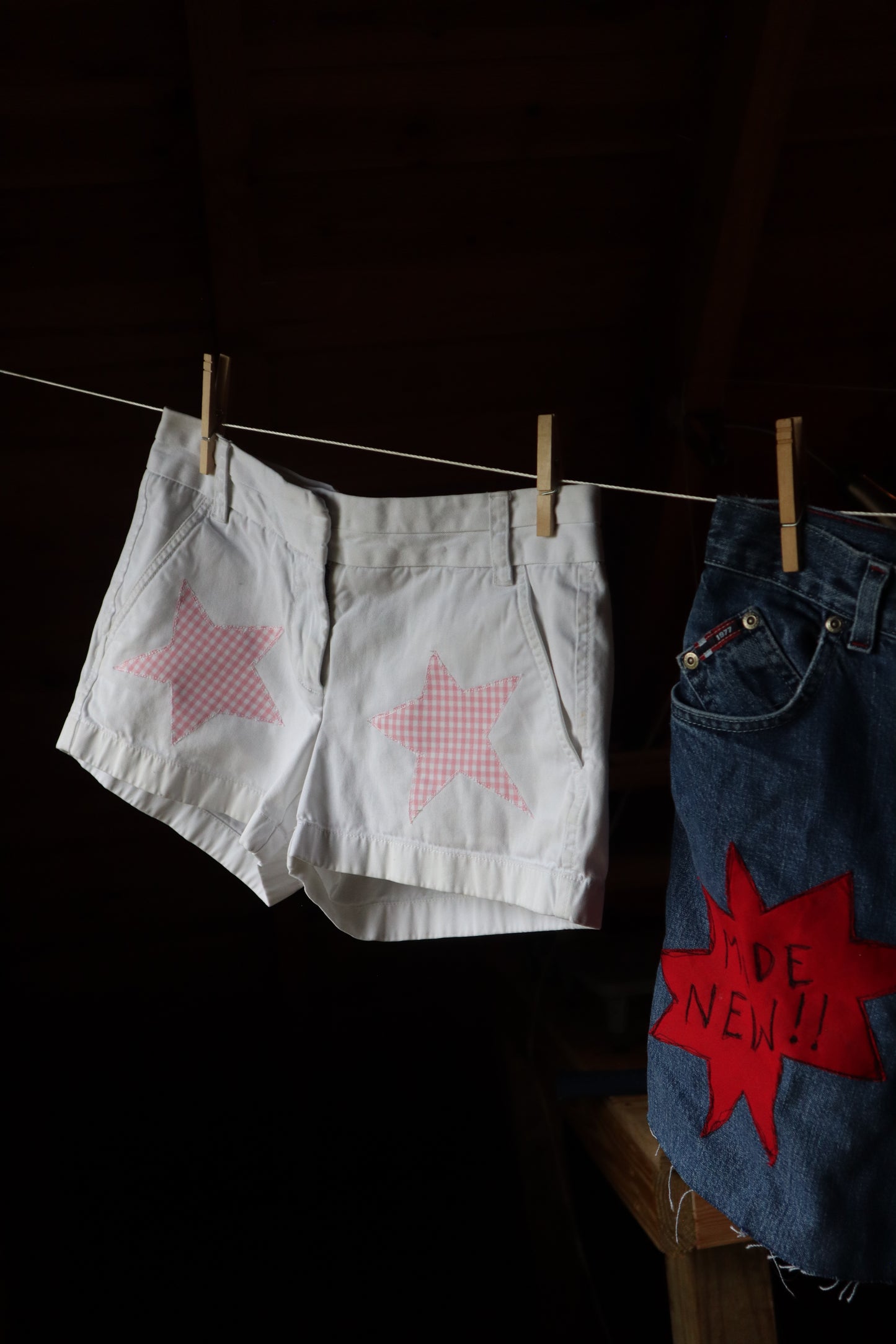 pink gingham star shorts