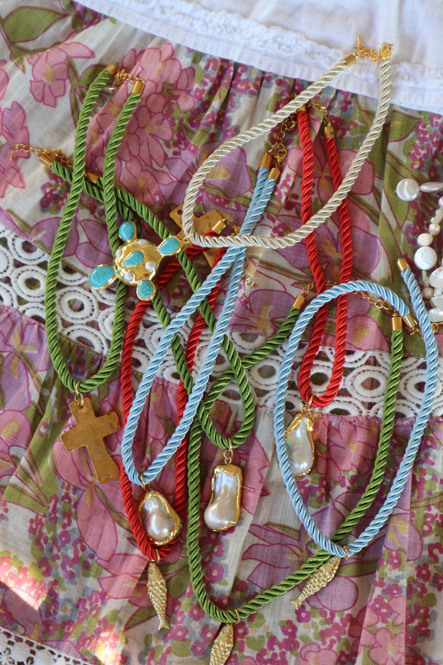 chunky cross rope necklace