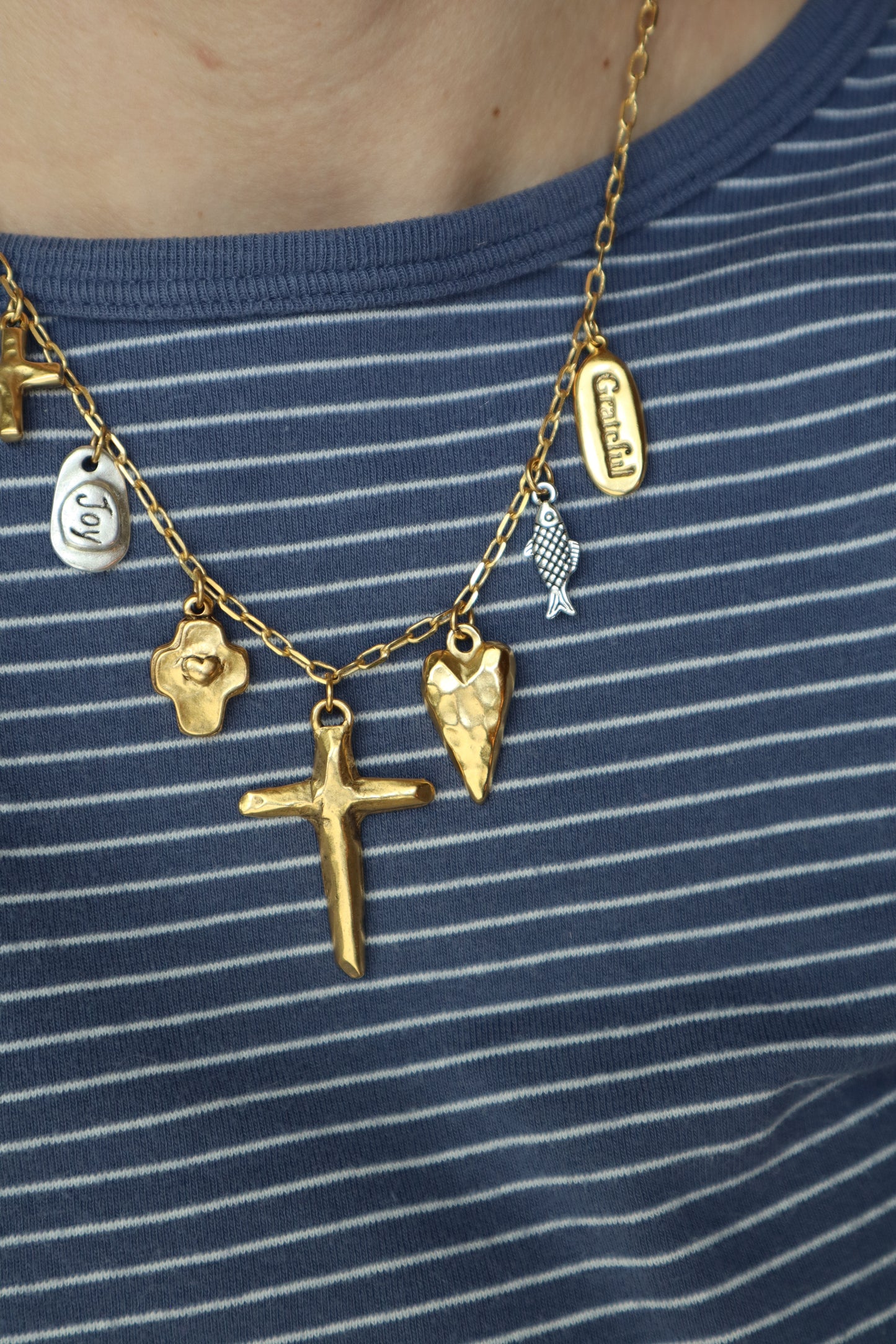 mixed metal charm necklace