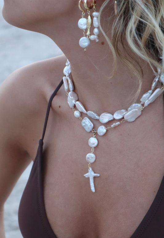 multi pearl drop necklace