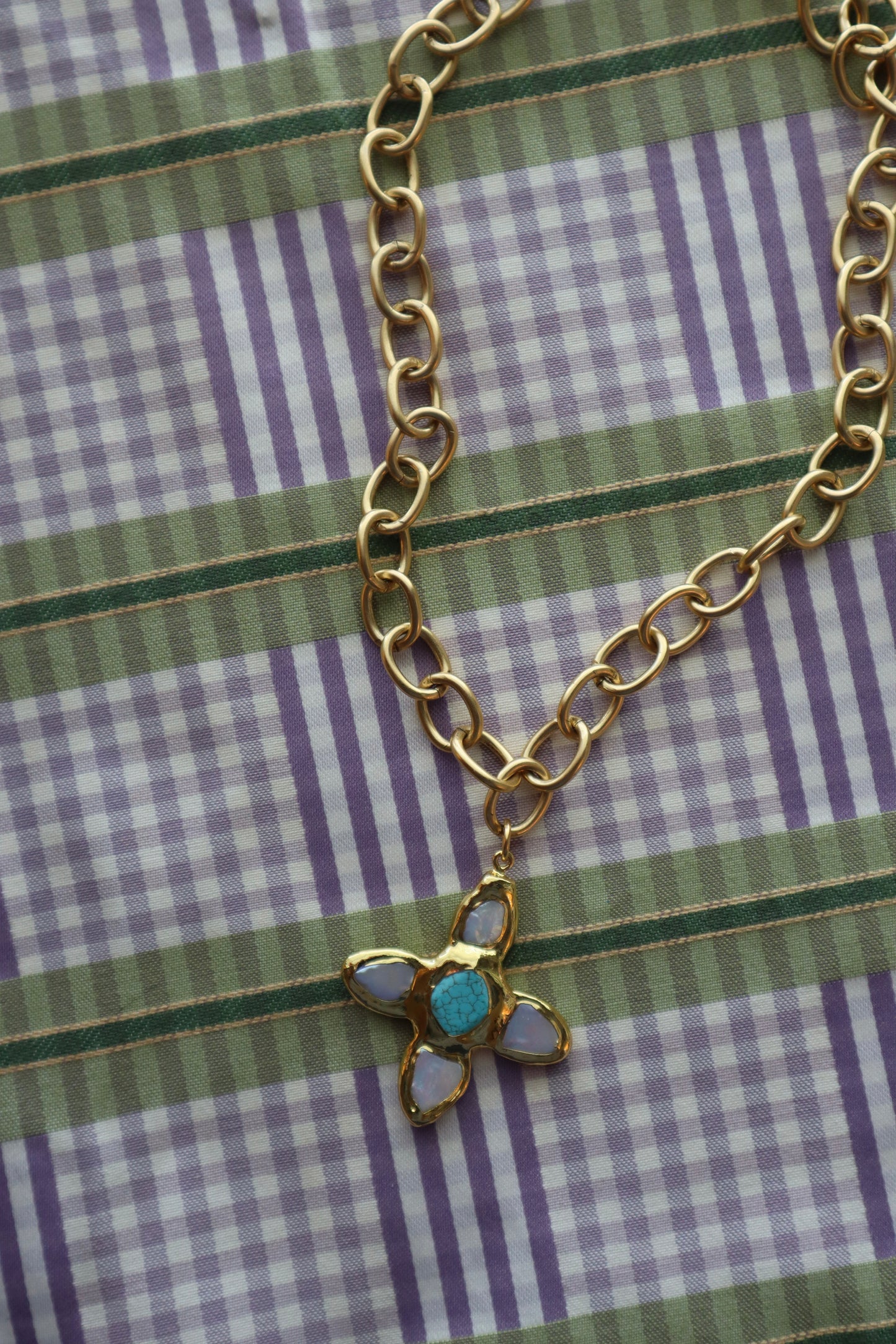 gold turquoise cross