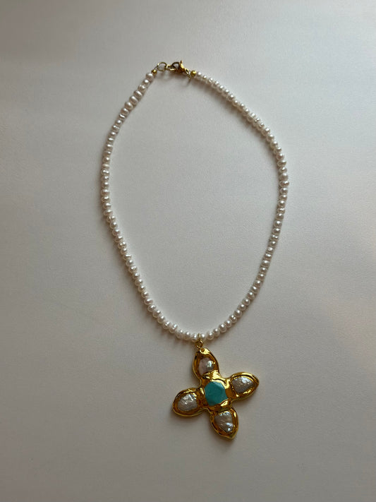 pearl cross necklace