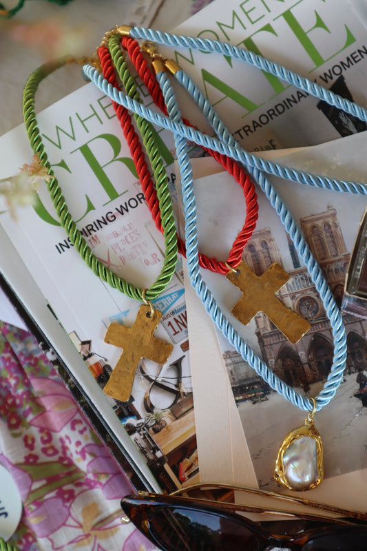 chunky cross rope necklace
