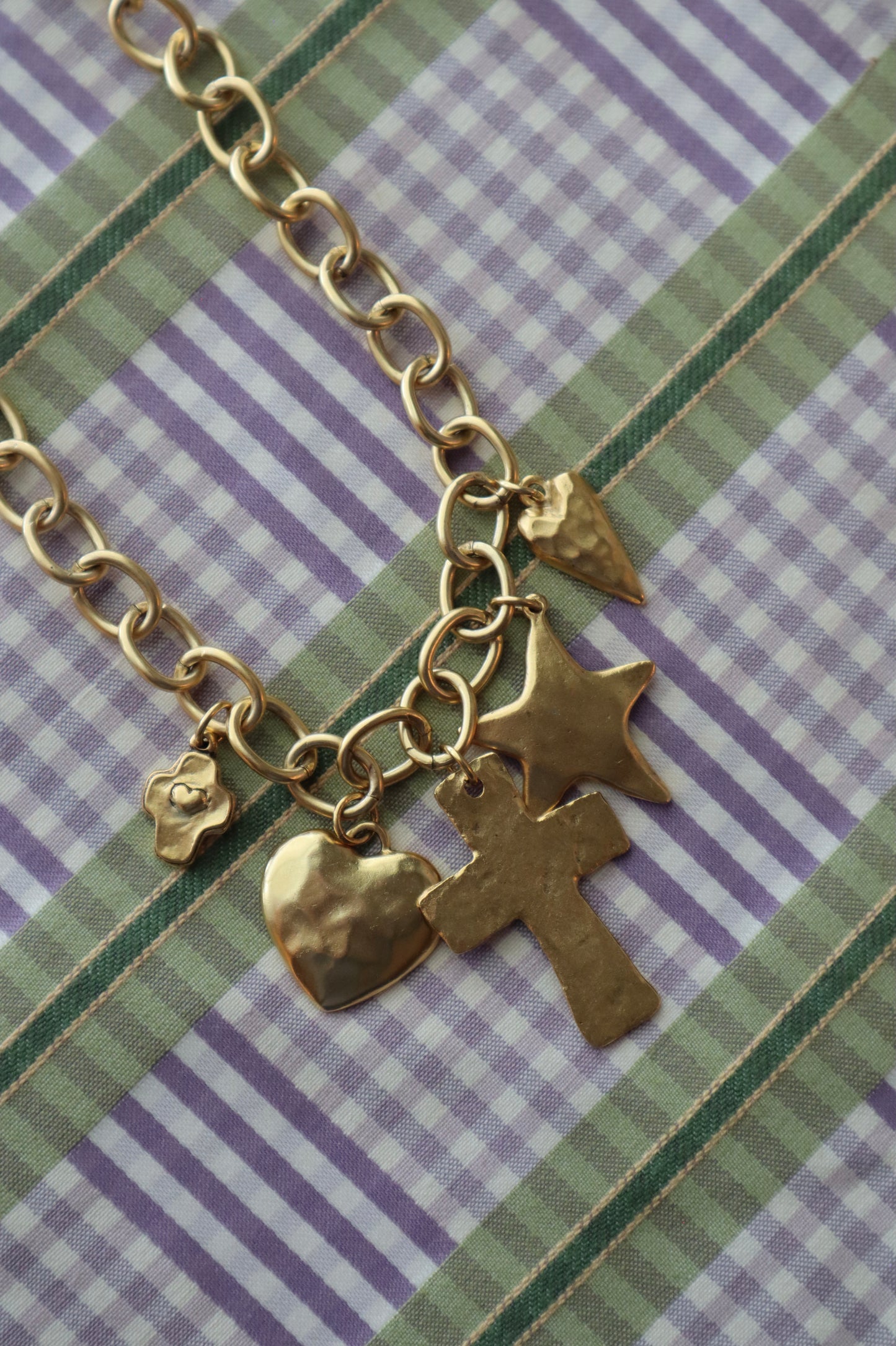 chunky gold charm necklace