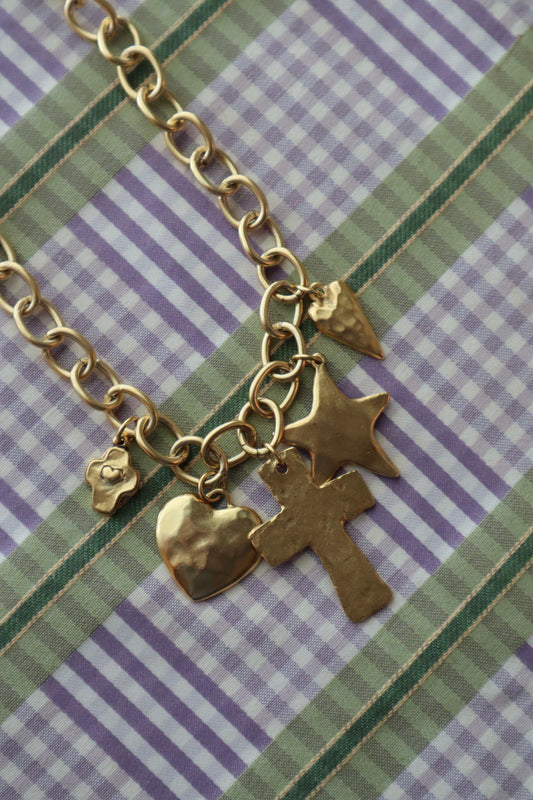 chunky gold charm necklace