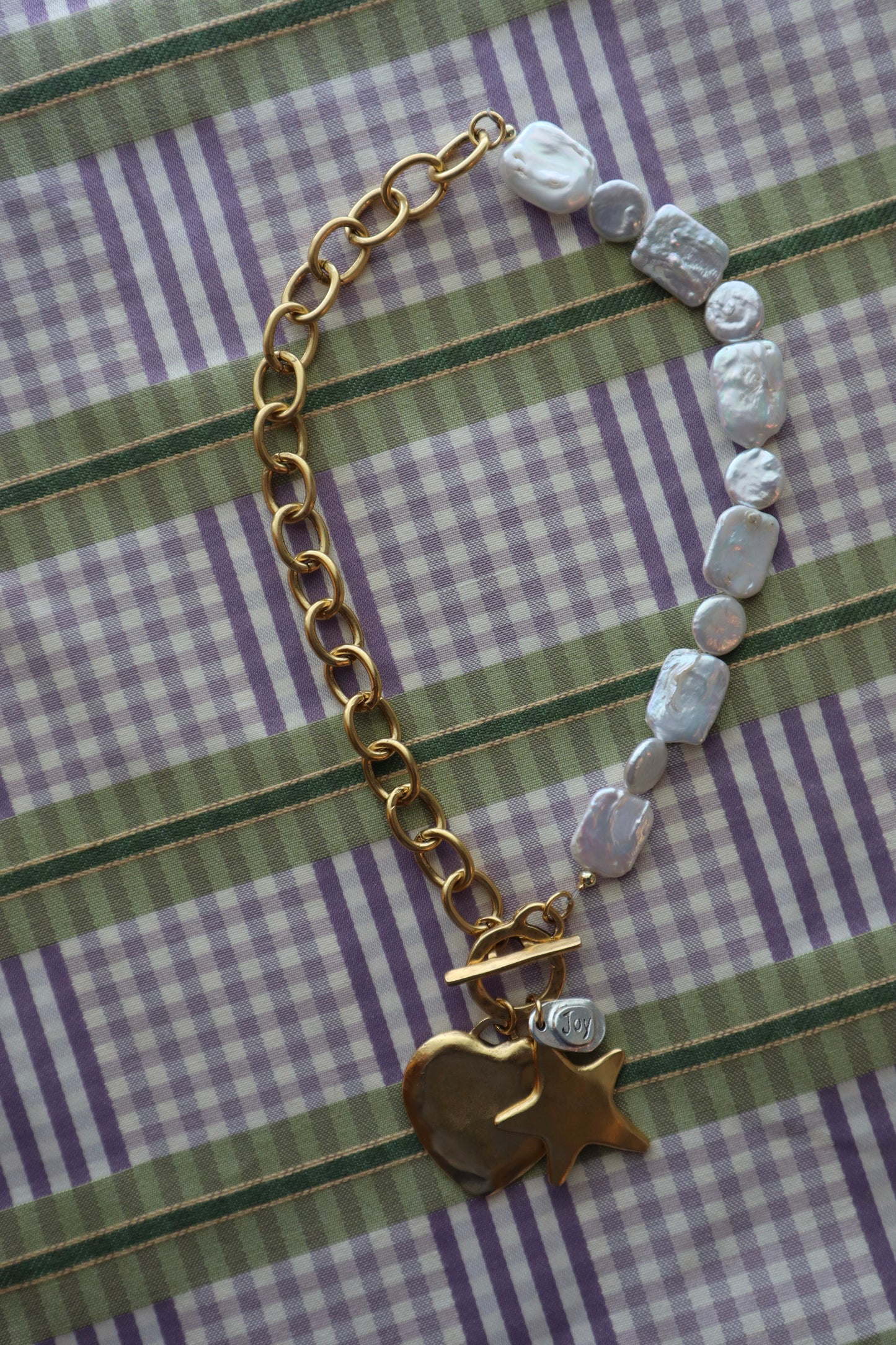 pearl + gold stack charms
