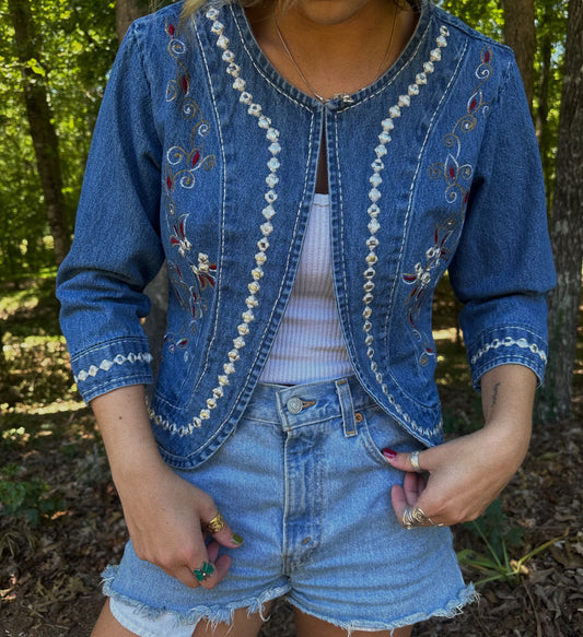 embroidered denim jacket