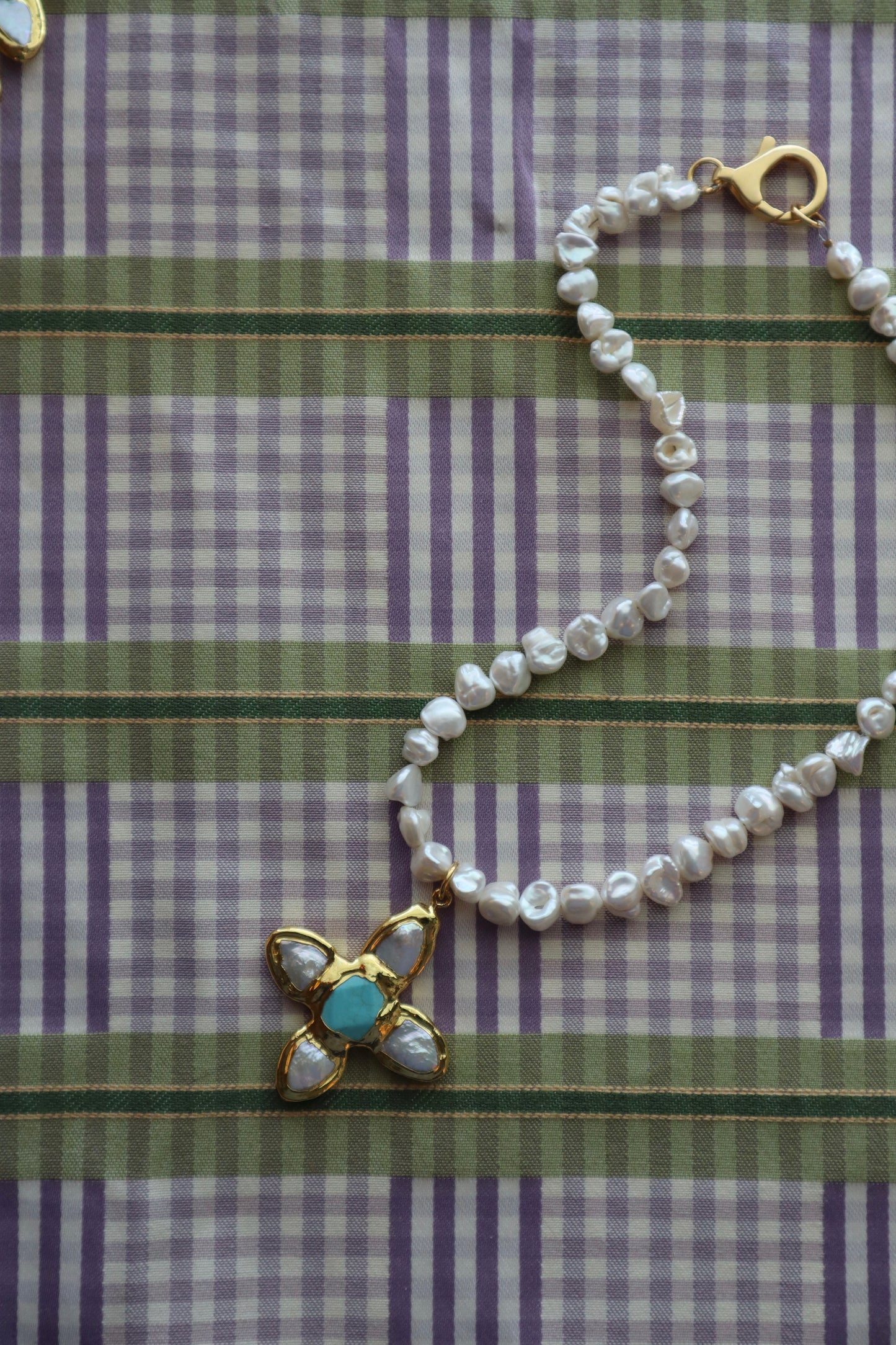 pearl turquoise cross
