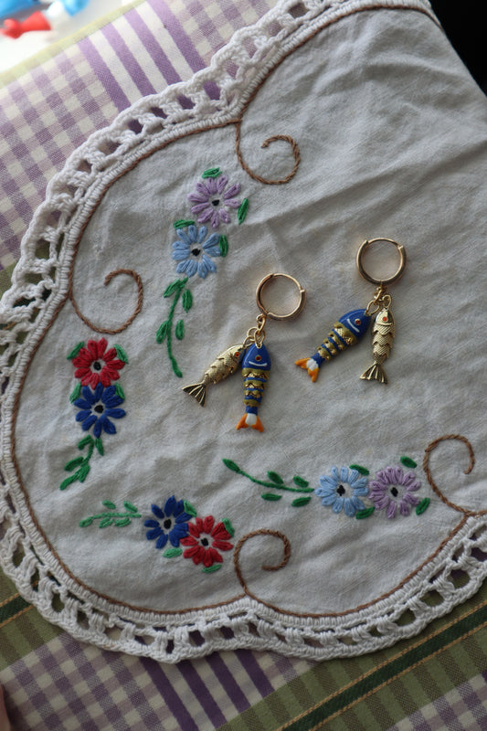 double fish earrings