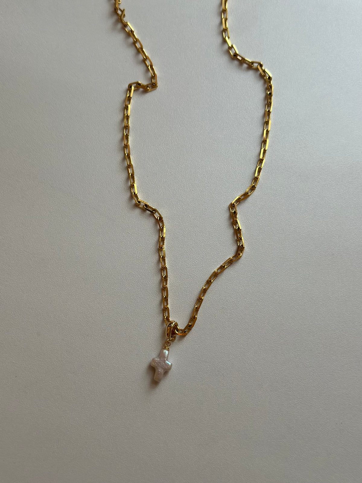 mini pearl cross necklace