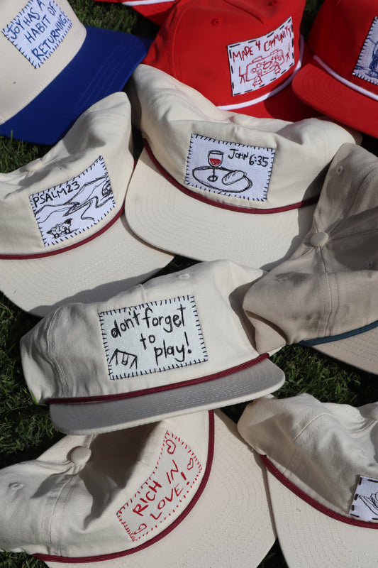 "don't forget to play" - white/red