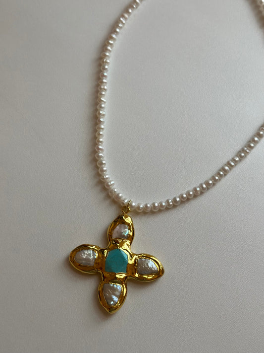 pearl cross necklace