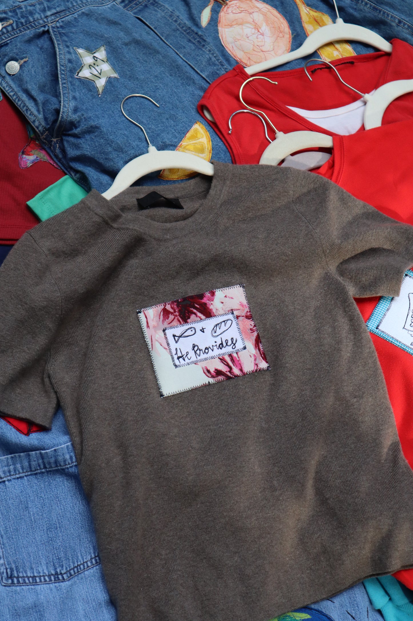He provides sweater tee