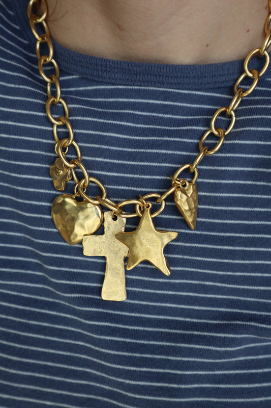 chunky gold charm necklace