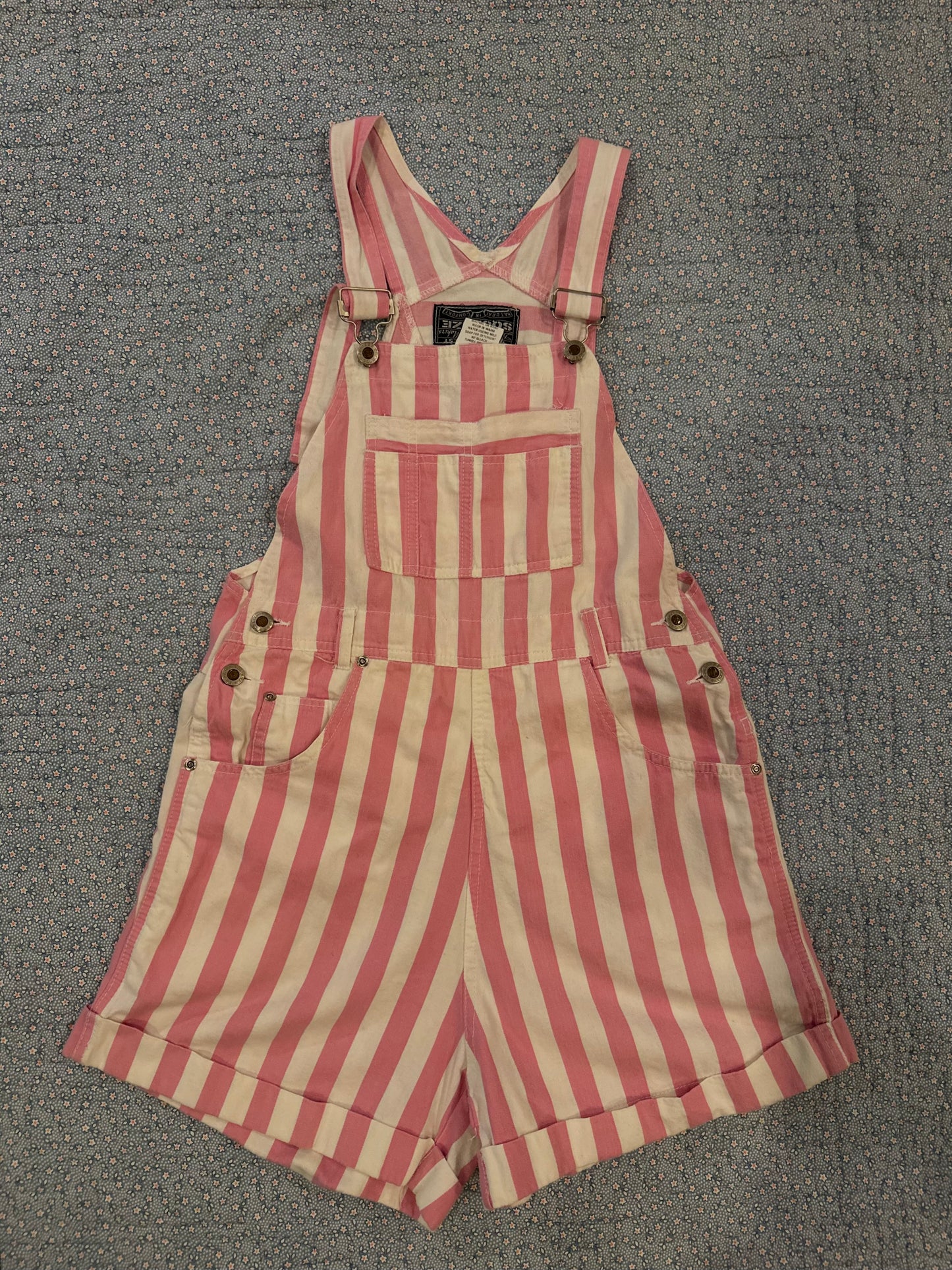 striped pink overalls