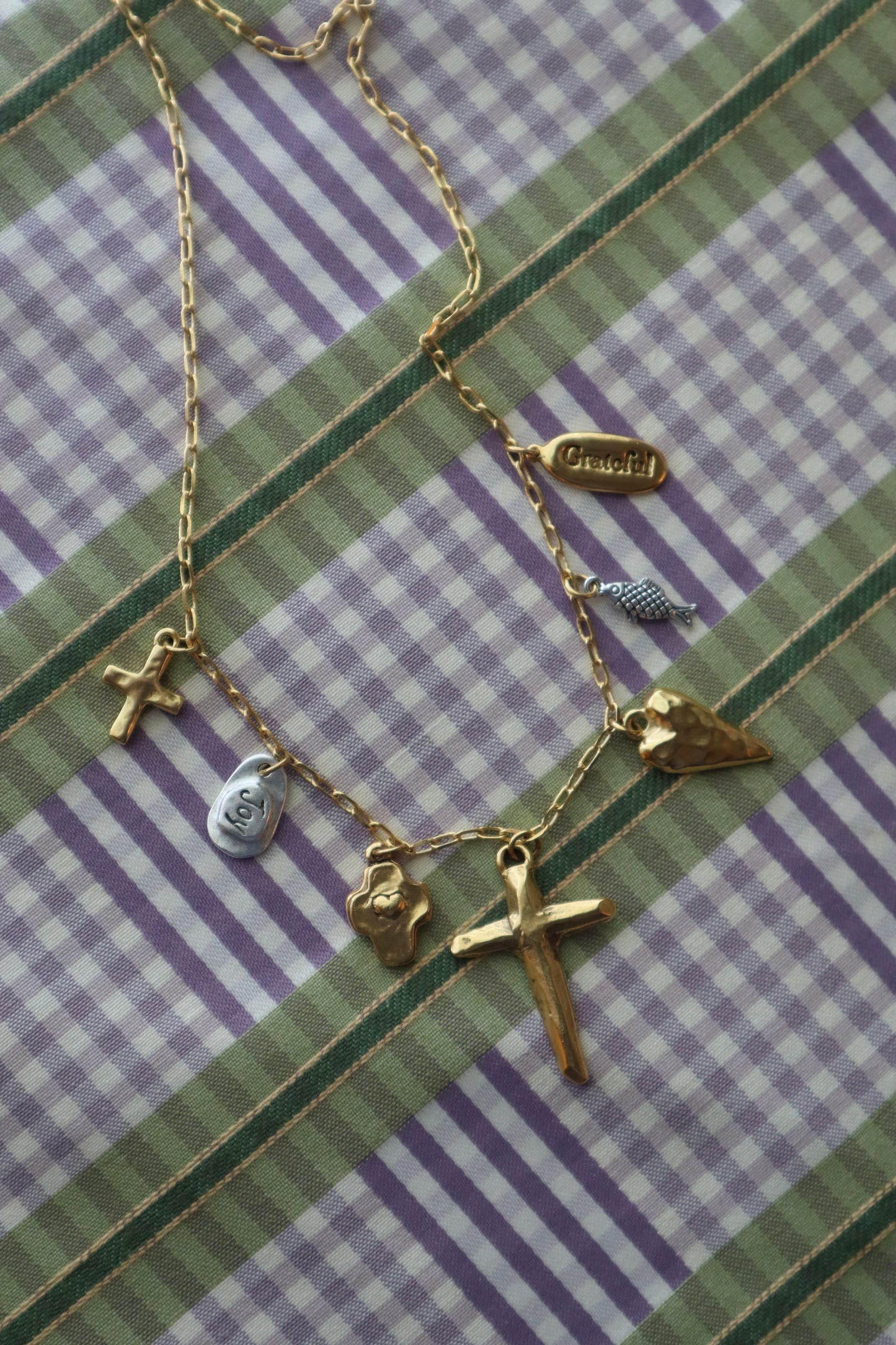mixed metal charm necklace