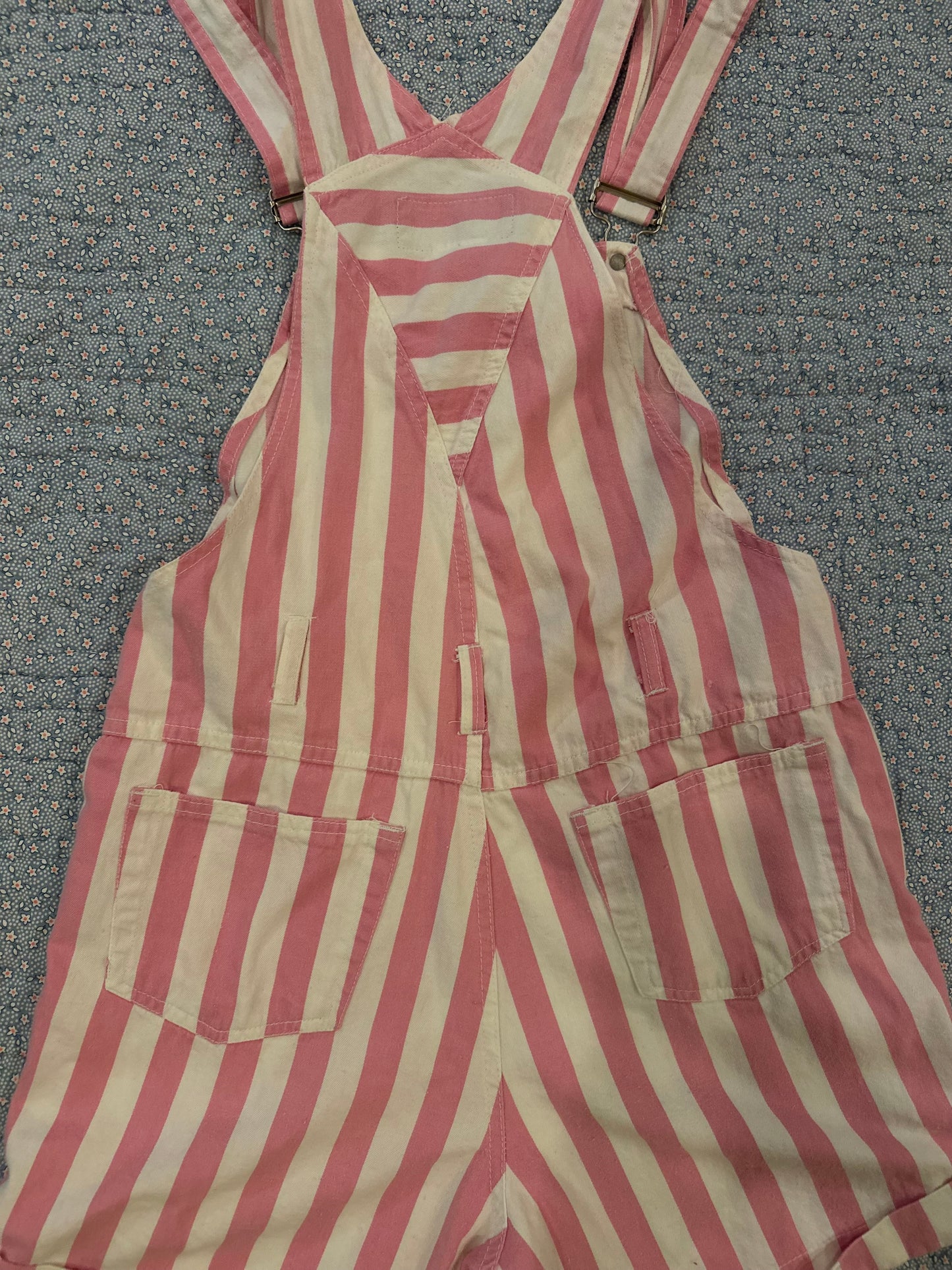 striped pink overalls