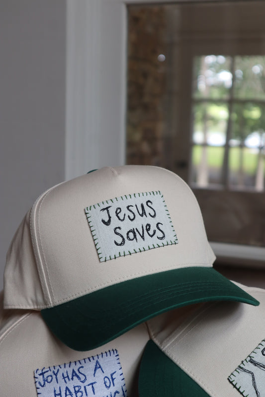 "Jesus saves" - green trucker hat